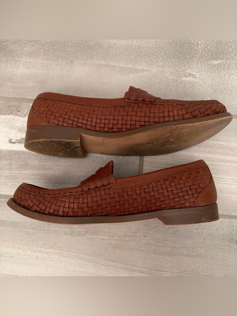 J. Crew Winona Penny Loafers in Woven Italian leather Women's Size 9 Brown - Picture 9 of 15